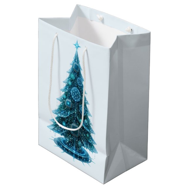 Technology Christmas Tree Medium Gift Bag (Front Angled)