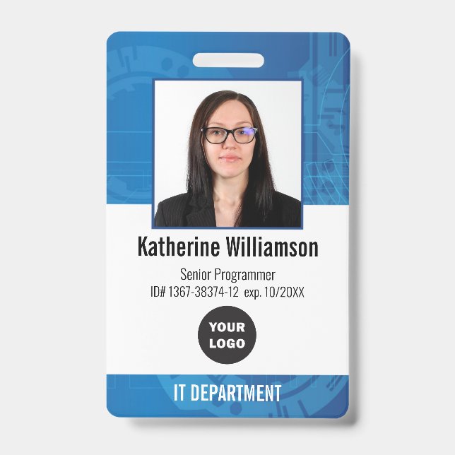 Technology Company Employee Logo and Photo ID Badge (Front)
