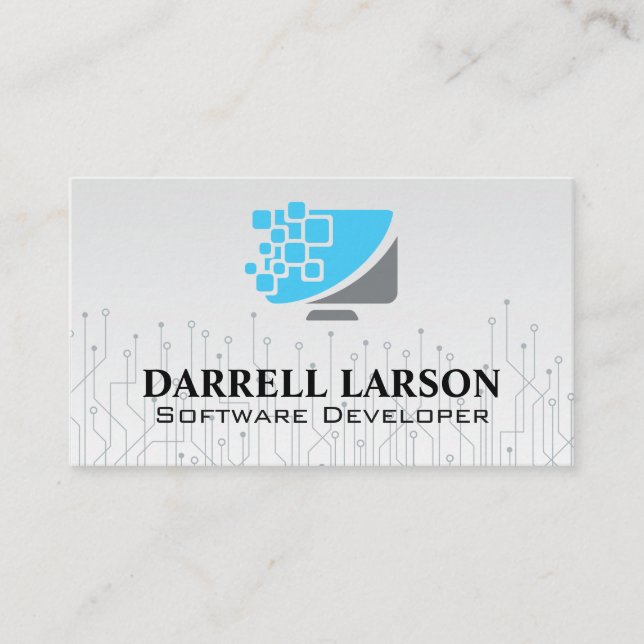 Technology Computer Software Logo Business Card (Front)