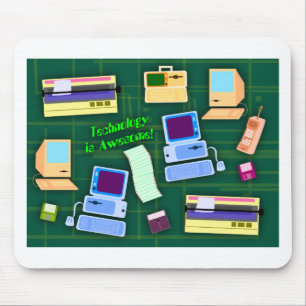 Technology is Awesome Fun Retro Items Art Mouse Pad