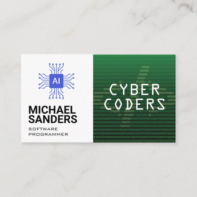 Technology | Programmer | Binary Code | Ai Tech Business Card (Front)