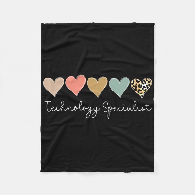 Technology Specialist Leopard Heart, Valentine's D Fleece Blanket (Front)