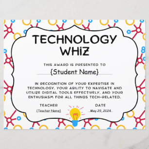 Technology Whiz Student Recognition Award