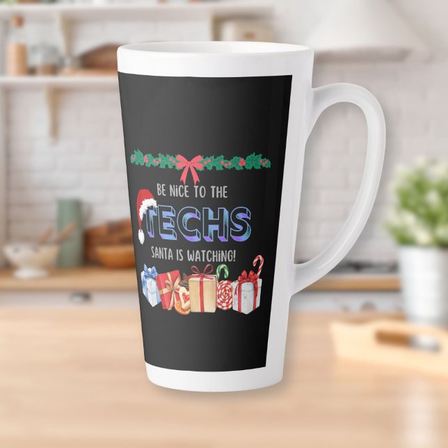 Techs Santa is Watching Latte Mug (Techs Santa is Watching Latte Mug)