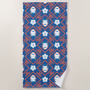Ted Lasso Face and Ball Diamond Pattern Beach Towel