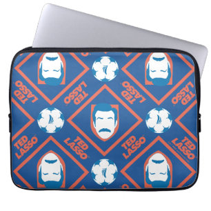 Ted Lasso Face and Ball Diamond Pattern Laptop Sleeve