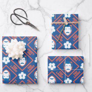 Ted Lasso   Face and Ball Diamond Pattern Wrapping Paper Sheet