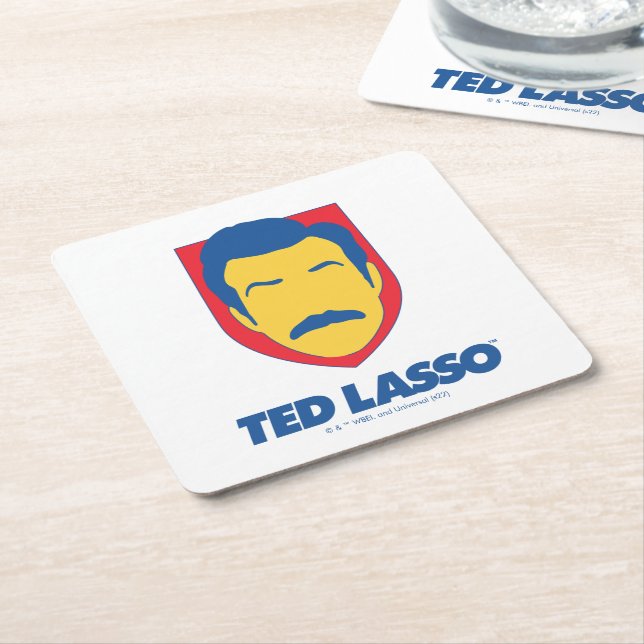 Ted Lasso | Face Icon Square Paper Coaster (Angled)