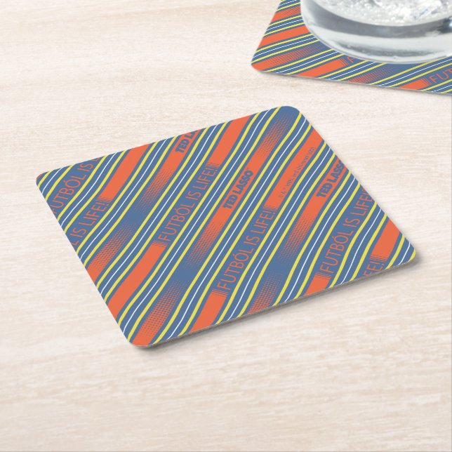 Ted Lasso | Fútbol is Life Stripe Pattern Square Paper Coaster (Angled)