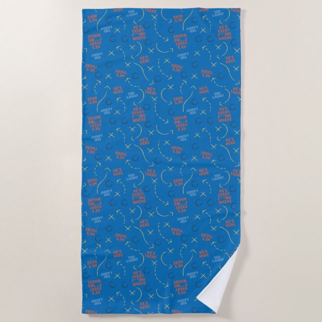 Ted Lasso | He's Here He's There Playbook Pattern Beach Towel (Front)