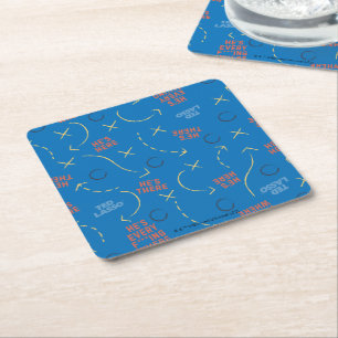 Ted Lasso He's Here He's There Playbook Pattern Square Paper Coaster