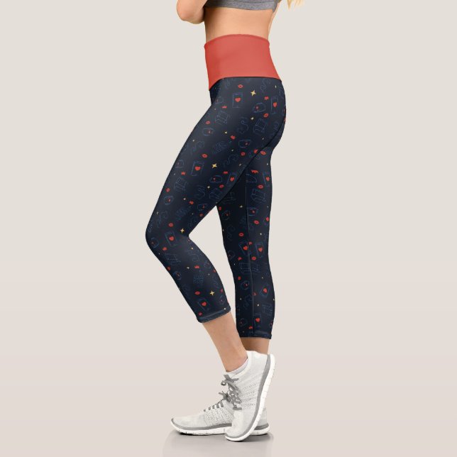 Ted Lasso | Tea and Biscuit Icon Toss Pattern Capri Leggings (Left)