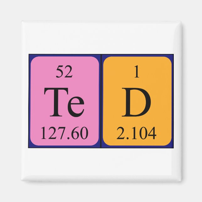 Ted periodic table name magnet (Front)