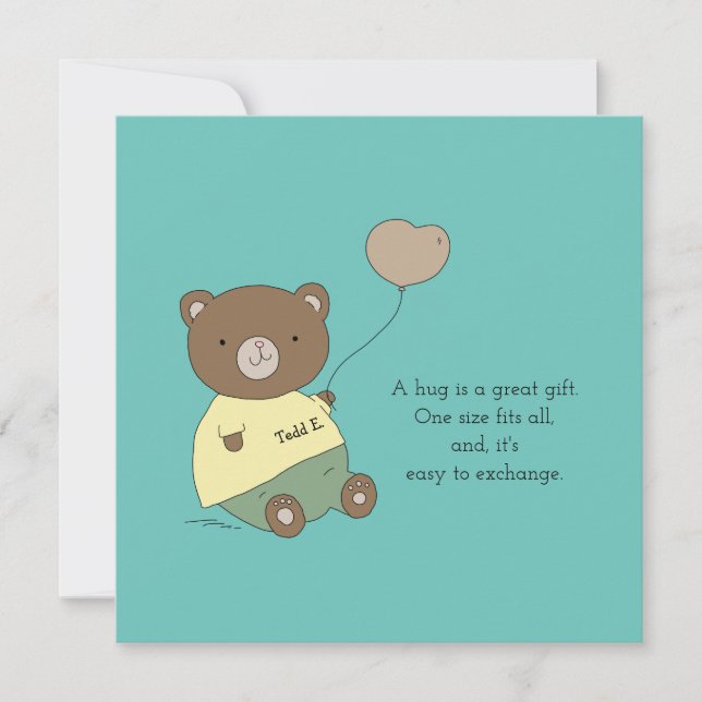 Tedd E. Bear Hugs Teal Personalised (Front)