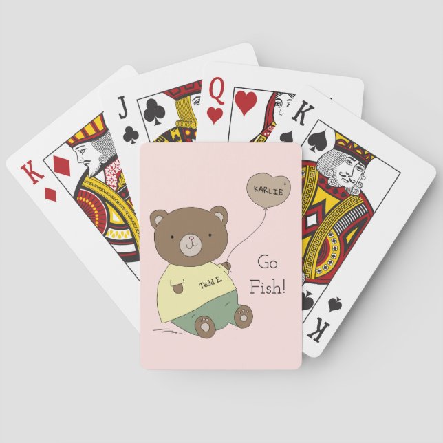 Tedd E. Teddy Bear Peach Go Fish Personalised Playing Cards (Back)