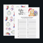 Teddy - Baby Item Game. Baby Shower Game<br><div class="desc">"There's a Beary Sweet baby on the way". Celebrate with this teddy bear themed baby shower party! Watercolor cute teddy bear with christmas gift,  in santa hat. On the reverse side of the card are holiday christmas pattern (candy cane,  christmas tree ball toy,  christmas socks). Matching items available.</div>