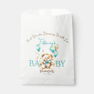 Teddy baby shower favors cute teddy aqua brown favour bags