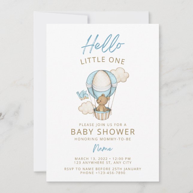 teddy baby shower invite  (Front)