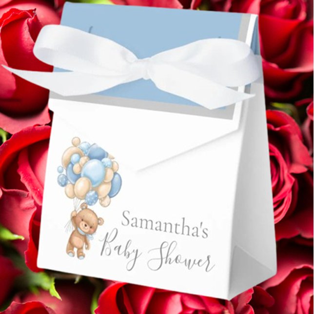 Teddy Balloon Bearly Wait Favour Box (perfect for baby showers or birthdays. Add a sweet touch to your celebration!)