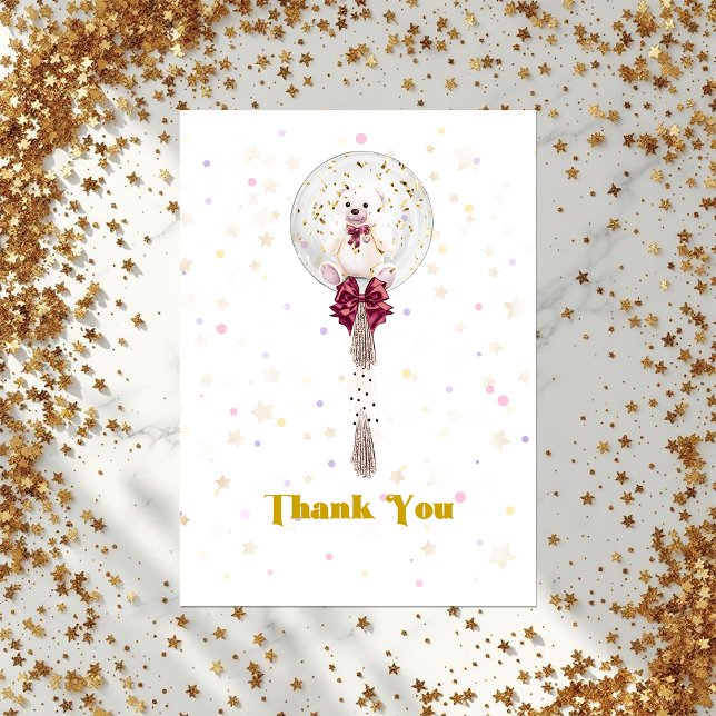 Teddy Balloon Confetti Thank You Card (Teddy Balloon Confetti Thank You Card)