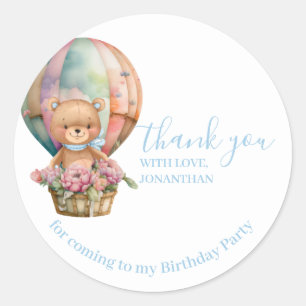Teddy Balloons Happy Birthday Thank You Classic Round Sticker