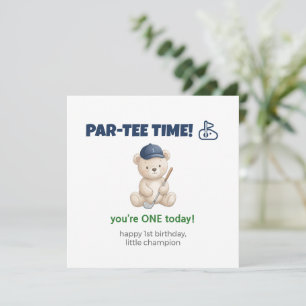 Teddy Bear 1st Birthday Golf Card for Boy  Son