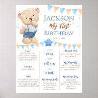 Teddy Bear 1st Birthday Milestone personalised
