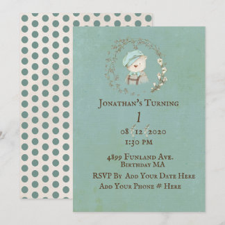 Teddy Bear 1st First Birthday Personalise Birthday Invitation