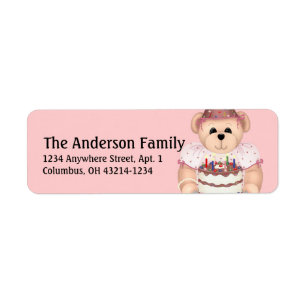 Teddy Bear 2 Birthday Party Address Labels