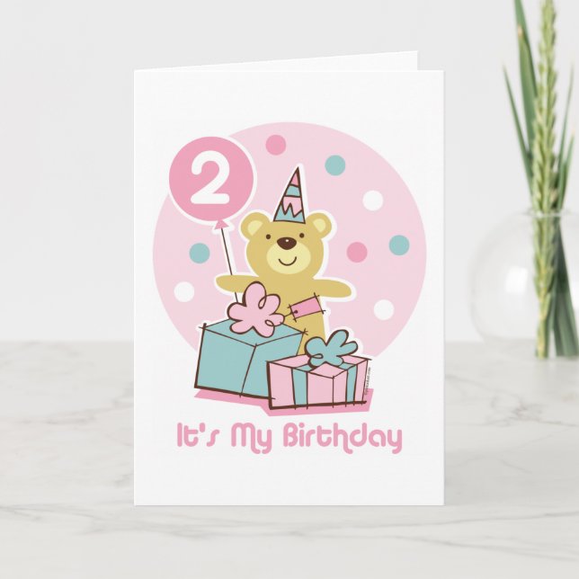 Teddy Bear 2nd Birthday Card (Front)