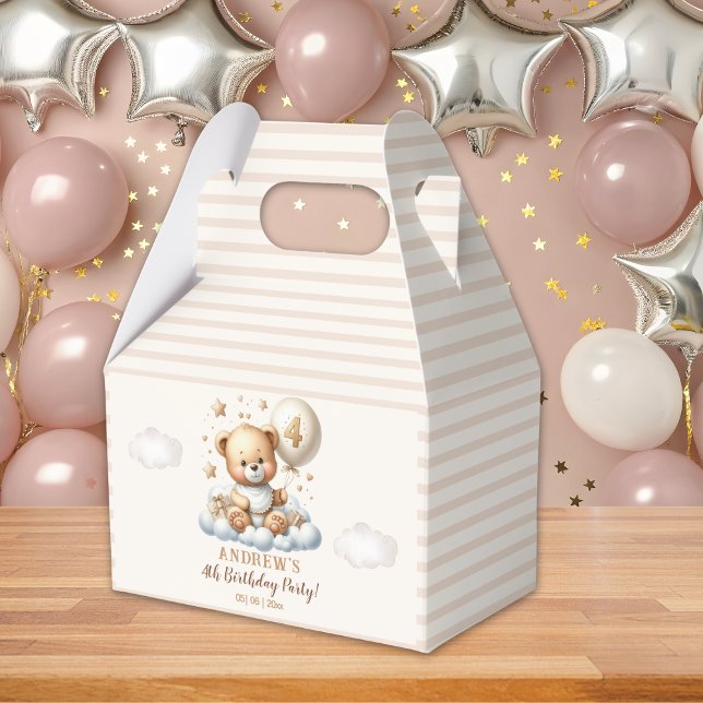 Teddy Bear 4th Birthday Party  Favour Box (Creator Uploaded)