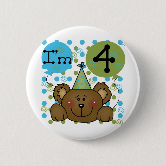 Teddy Bear 4th Birthday T-shirts and Gifts 6 Cm Round Badge (Front)
