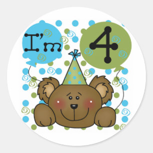Teddy Bear 4th Birthday T-shirts and Gifts Classic Round Sticker