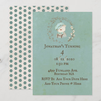 Teddy Bear 4th Fourth Birthday Invitation