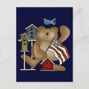 Teddy Bear 4th of July Postcard