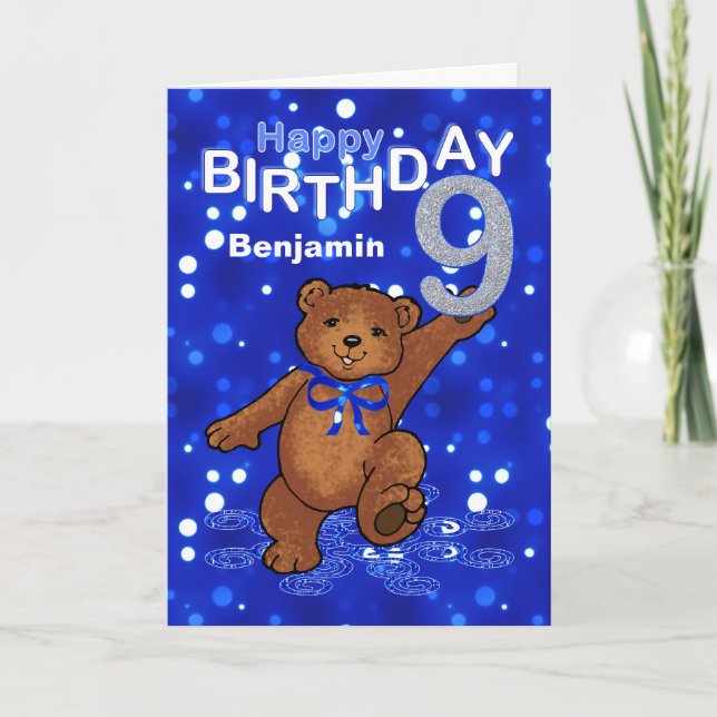 Teddy Bear 8th 9irthday for Boy Card (Front)