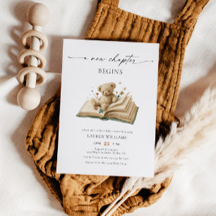 Teddy Bear A New Chapter Begins Baby Shower Invitation