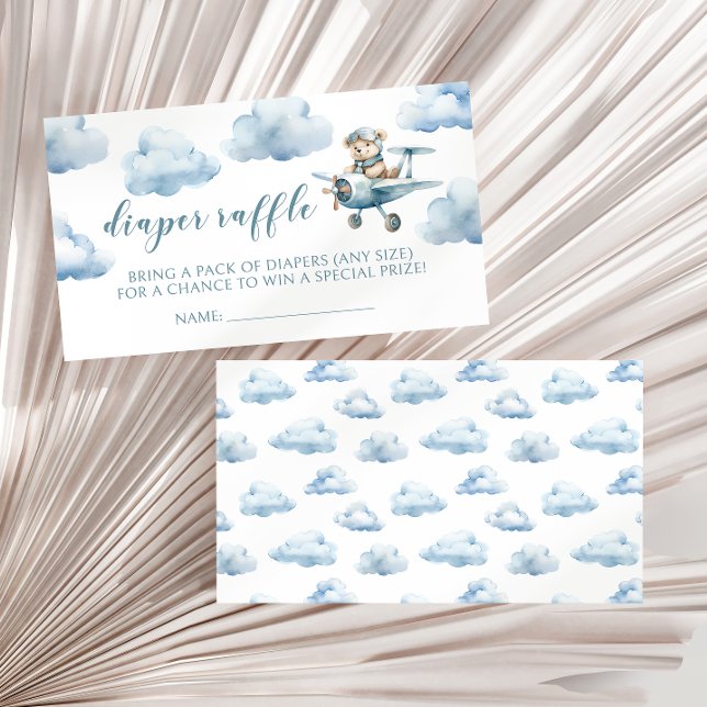 Teddy bear aeroplane baby boy diaper raffle cards (Creator Uploaded)