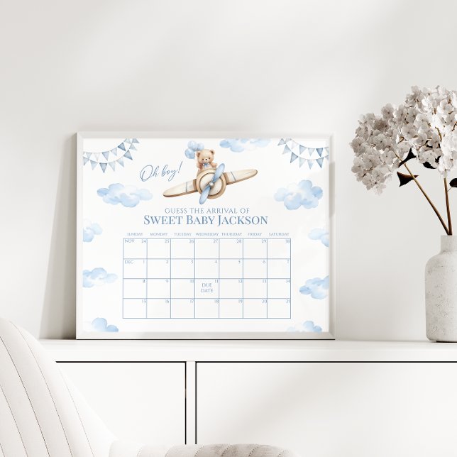 Teddy Bear Aeroplane Baby Boy Due Date Callendar Poster (Creator Uploaded)