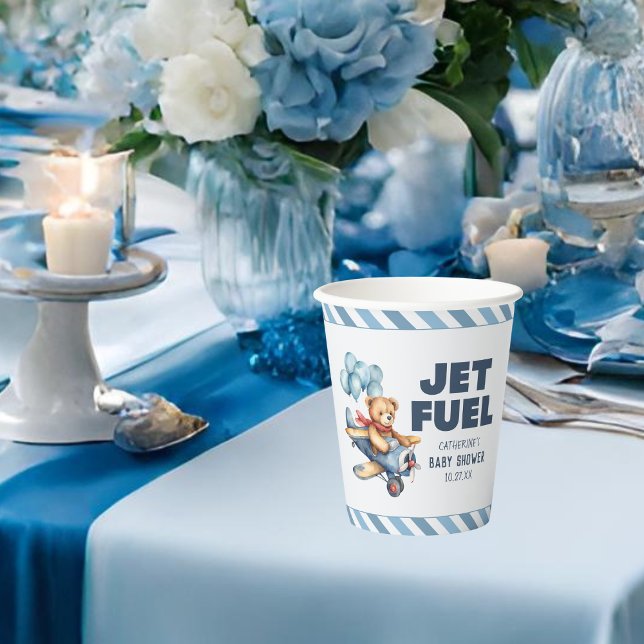 Teddy Bear Aeroplane Balloons Boy Baby Shower Paper Cups (Creator Uploaded)