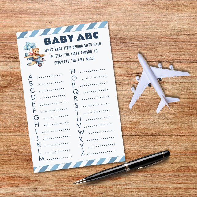 Teddy Bear Aeroplane Boy Baby Shower Baby ABC (Creator Uploaded)