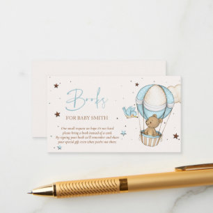 Teddy Bear Air Balloon Baby Shower Book Request Enclosure Card