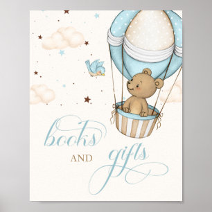 Teddy Bear Air Balloon Baby Shower books & Gift Poster