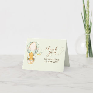 Teddy Bear Air Hot Balloon Baby Shower Thank you Card