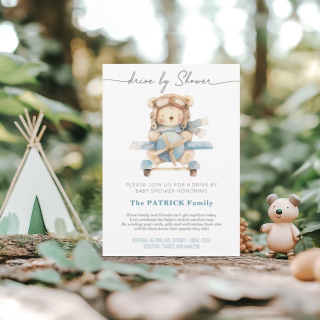 Teddy Bear Airplane | Baby Shower by Mail Invitation (Creator Uploaded)
