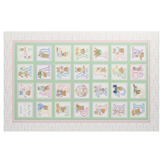 Teddy Bear Alphabet Cheater Quilt Pattern Fabric (Yard)