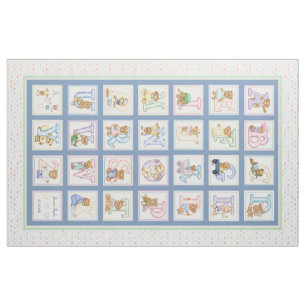 Teddy Bear Alphabet Cheater Quilt Pattern Fabric