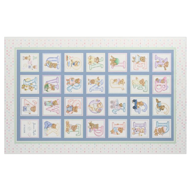 Teddy Bear Alphabet Cheater Quilt Pattern Fabric (Yard)