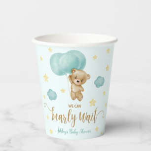 Teddy Bear and Blue Balloons Baby Shower Paper Cups