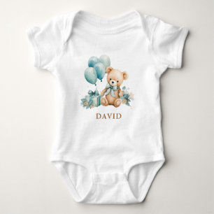Teddy Bear and Blue Balloons Bodys Baby Bodysuit